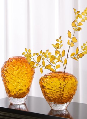 水晶琉璃花瓶创意玄关餐桌花瓶摆件客厅花器插花高级感装饰品摆件