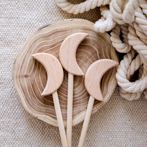 2PC Beech Wooden Star Toy Diy Baby Magic Wands Toys Five-poi