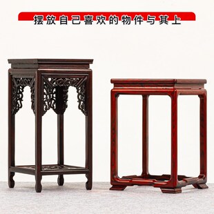 红酸枝桌面小花架花几博古架花盆花瓶摆件工艺品迷你红木盆景托架