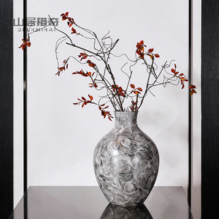 仿真榕树叶干枝插花假树枝装饰花中式客厅秋色仿真花艺摆件人造花