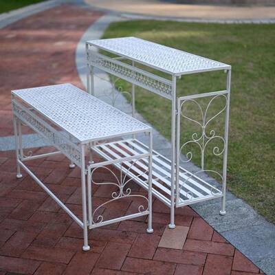 现代简约长条6.48小花形双层方花架花铁艺户架外花园别墅植物盆庭