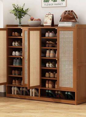75991塑门全封透量气藤竹材鞋柜大容多层防水防霉置物柜落地式闭