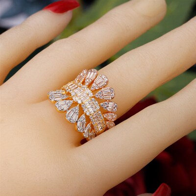 New rendy Big CZ Rings Statement Rings for Women Cubic Zirco