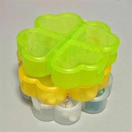 Durable Plastic Pill Storage Box Four-leaf Clover 4 Grids