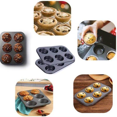 6 Cups Muffin Pan non-stick Cupcake Baking Bakeware Mould