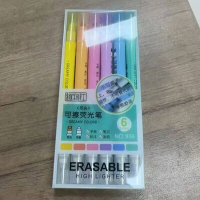 6pcs Erasable Highlighters Pastel Markers Dual Tip Fluoresce