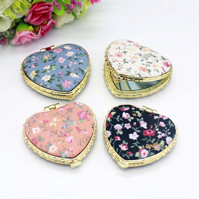 1pc Mini Makeup Compact Pocket Floral Mirror Portable Two-si