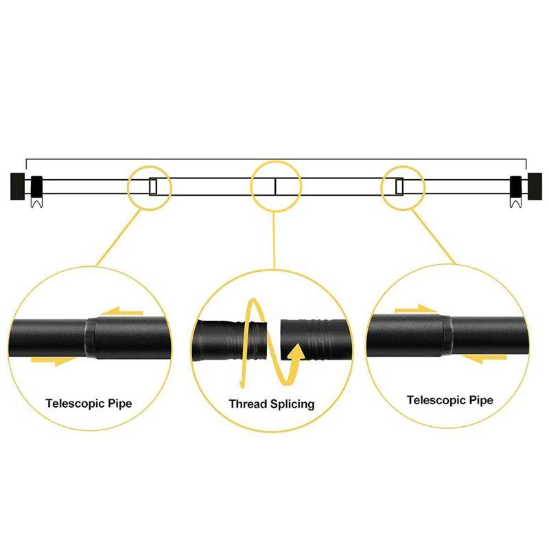 Curtain Rods for Windows 32 to 120 INCH Black Curtain Rod Se - 实物图