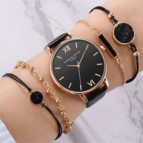 5pcs Set Top Style Fashion Women's Luxury Leather Band A