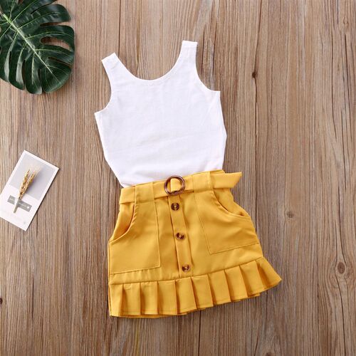0-5Y Fashion Toddler Kids Baby Girls Clothes Sets Solid Slee