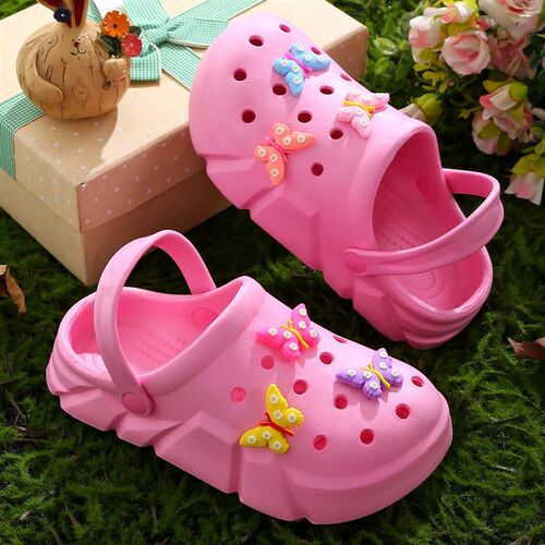 Casual Breathable Clogs With Cute Cartoon Charms For Girls,