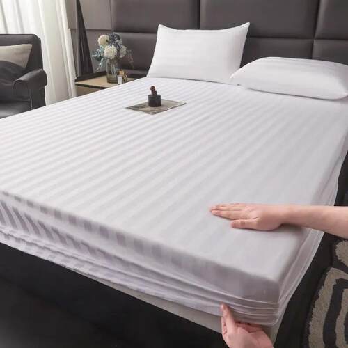 Satin mattress protective cover white pure bed sheet fitted