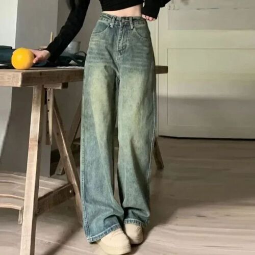 2025 Vintage Jeans Women Irregular High Waist Slimming Wide