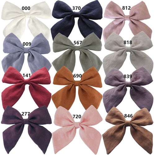 Cotton Linen Hair Bows Boutique Hair Clips Baby Girls Women
