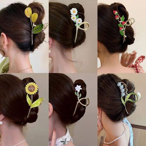 New Sweet Flower Durian Hair Claw Clip tail Grab Hair Clips