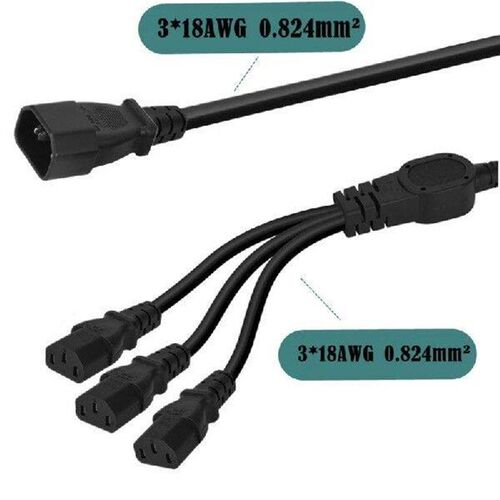 3-Prong C14 to IEC320-C13 Connector Adapter Cord Male Plug