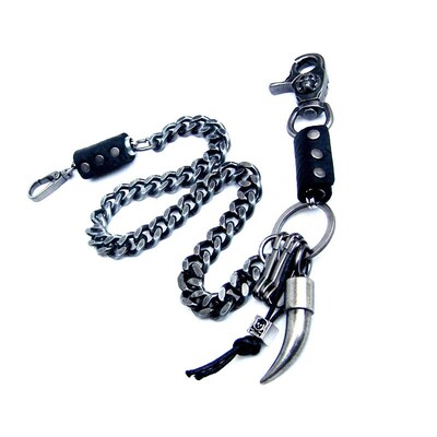 Hip Hop Punk Cow Horn Skeleton Ghost Head Metal Pants Chain