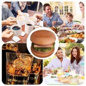 For Table Coasters Pieces Shape Set Hamburger Wooden Fun