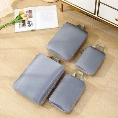 4Pcs Travel Compression Packing Cubes Bag Portable Suitcase