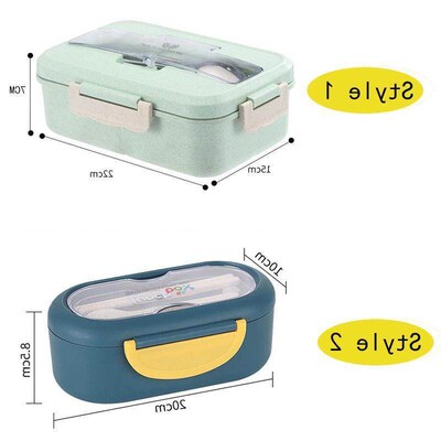 Microwave Lunch Box Wheat Straw Dinnerware Food Storage Cont
