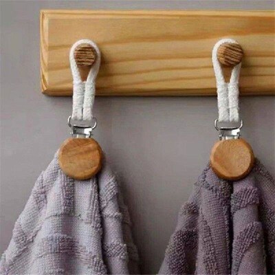 2pcs Towel Hanging Clips Clamps Braided Multipurpose Cotton
