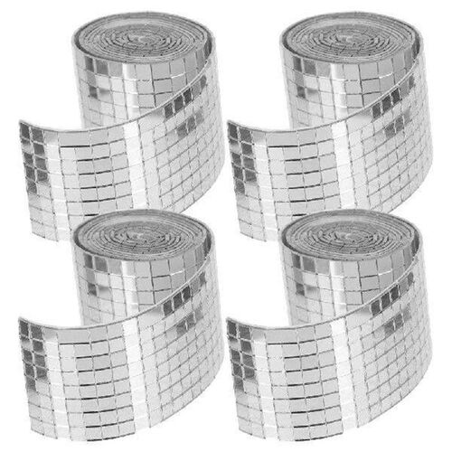 4 Rolls Mosaic Wall Stickers Square Shape Gems Glass Tiles