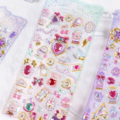 1 pc Random Kawaii cate 3D Girly Gemstone Gilding ers Scrapb