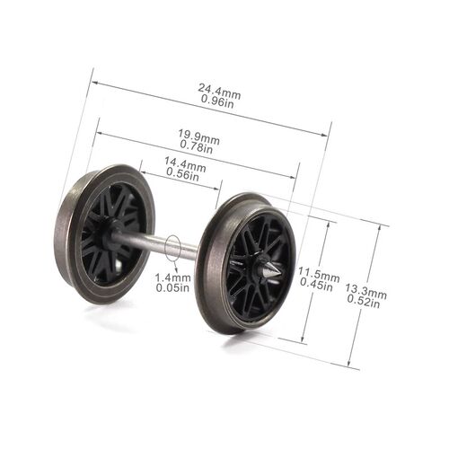 12pcs HO Scale 1:87 36 Metal Spoked Wheels for Model Train