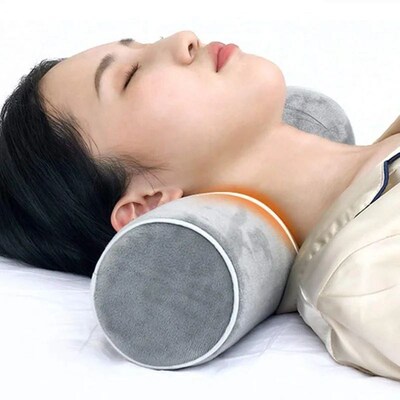 Memory Foam Roll Pillow for Knee/Leg/Neck, Full Moon Bolster