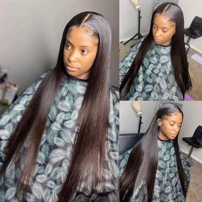 250 Density 30 40 Inch Bone Straight 13x6 HD Transparent Lac