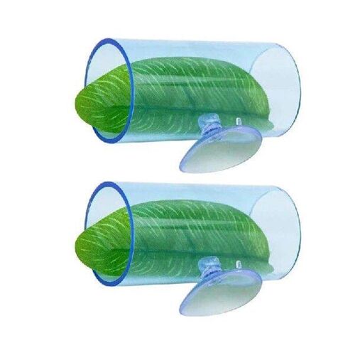 2Pack Acrylic Betta Fish Tube Tunnel with Leaf Pad Natural