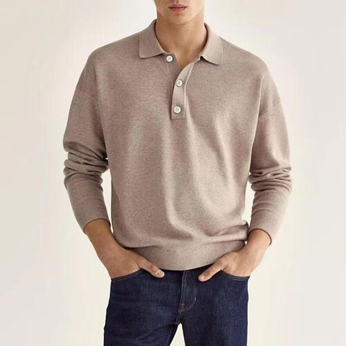 2025 Independent Station Long Sleeve V-neck Button Mens Cas