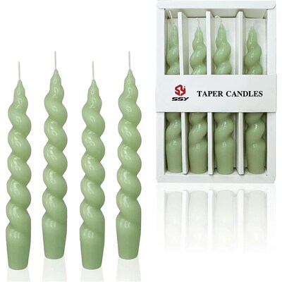 4pcs Spiral Taper Candlesticks Twisted Christmas Candles for