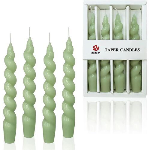 4pcs Spiral Taper Candlesticks Twisted Christmas Candles for