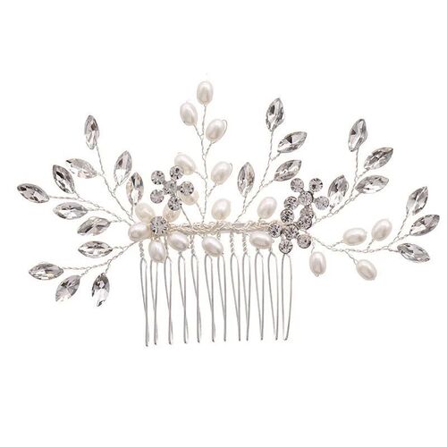 1pc bridal headdress handmade pearl crystal hair comb weddin