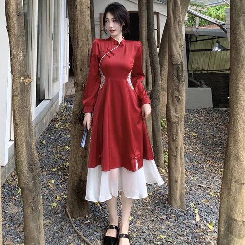 2023 Chinese Improved Cheongsam Embroidered Party Dresses fo