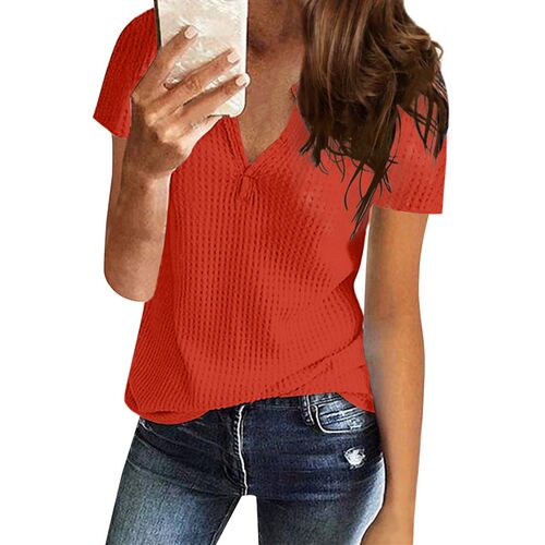 Plus Size Womens 2025 Top V-neck Mid-length Loose Casual Sh