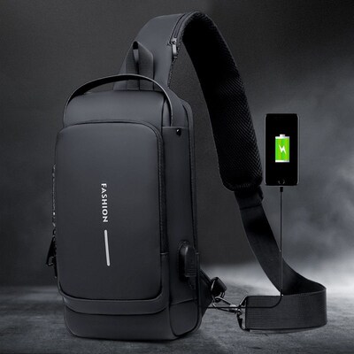 Mens Chest Bag Code Lock Anti-theft Cycling Bag Casual Outd