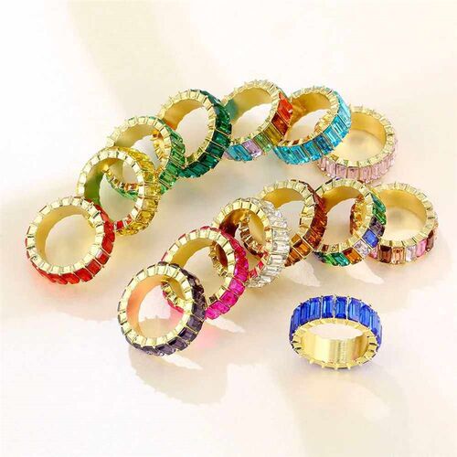New 3A Zircon Crystal Ring For Women Light Luxury Multicolor
