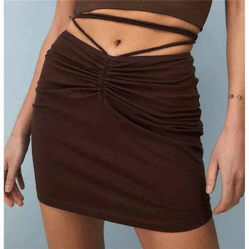Casual Women High Waist Short Mini Skirts Drawstring Wraped