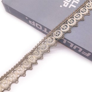 金线蕾丝花边亮丝绣边镂空刺绣织带窗帘装 饰金丝编织拼接布艺花边