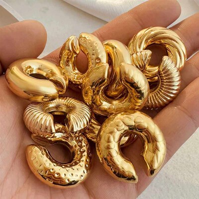 Extra Large Ear Cuff Texture Hammered Twist Lightweight Clip