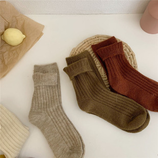 Women Autumn Mid Cashmere Tub Style Socks Korean 15% Winter