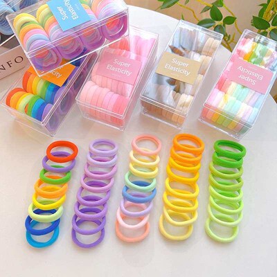 Childrens Candy Color Tie Rope Boxed Seamless Rubber Band C