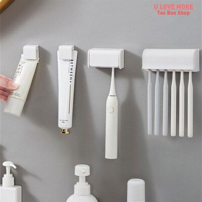 Punch-free Wall-mounted Toothbrush Holder Toothpaste Holder