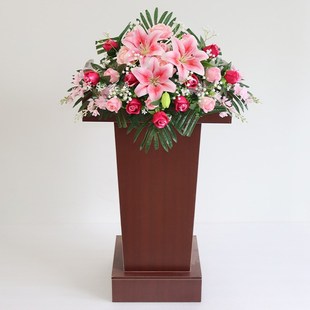 演讲台花会议桌花主持台装饰仿真花前台发言台假花摆件签到节日花