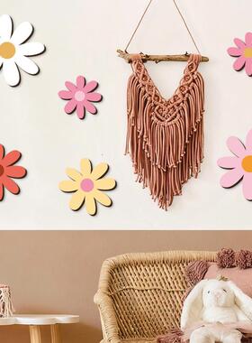 波西米亚雏菊墙装饰墙艺术白色花朵标志木质挂牌农舍客厅装饰挂牌