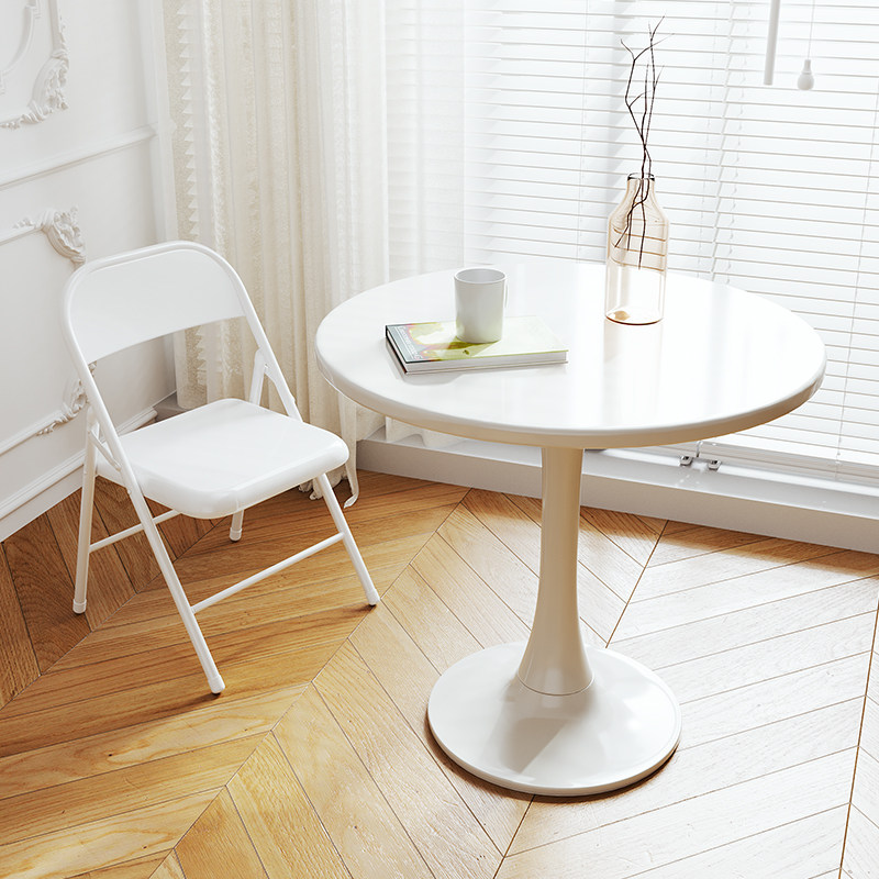 圆餐桌家用小户型休闲桌子奶茶店洽谈桌咖啡圆桌客厅白色桌椅组合,住宅家具,板木餐桌,淘宝优惠券,粉丝福利购,淘宝优惠卷