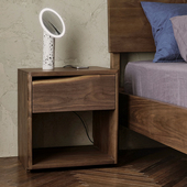 山隐造物自然边床头柜黑胡樱桃实木边几抽屉柜卧室客厅侘寂风家具