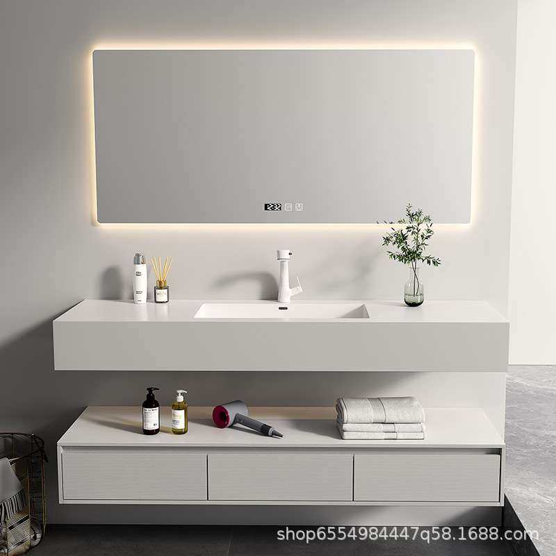 岩板无缝陶瓷盆一体盆抽屉柜现代简约卫生间浴室柜组合纯白洗手台,3C数码配件,其它配件,淘宝优惠券,粉丝福利购,淘宝优惠卷